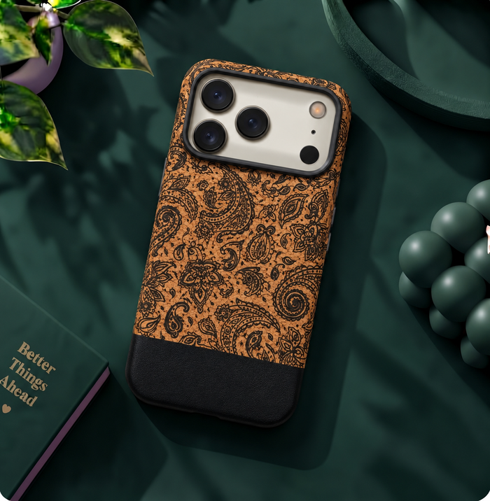 LK-S03 - Sughero Paisley Nero - Cover Artigianale