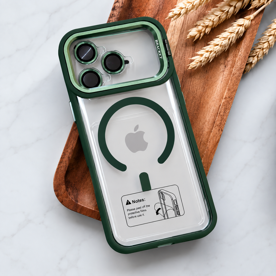 LK-T01 - Trasparente Verde con Copri Fotocamera - Cover MagSafe